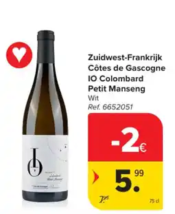 Carrefour Zuidwest-Frankrijk Côtes de Gascogne IO Colombard Petit Manseng Wit aanbieding