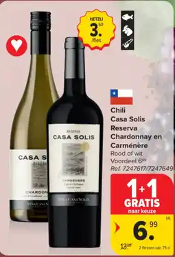 Carrefour Chili Casa Solis Reserva Chardonnay en Carménère aanbieding