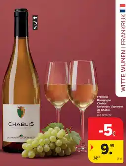 Carrefour Frankrijk bourgogne chablis union des vignerons de chablis wit aanbieding