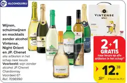 Carrefour Wijnen, schuimwijn en mocktails zonder alcohol aanbieding