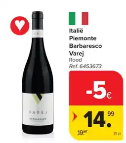Carrefour Italië Piemonte Barbaresco Varej Rood aanbieding