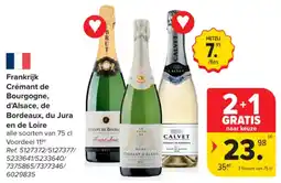 Carrefour Frankrijk Crémant de Bourgogne, d'Alsace, de Bordeaux, du Jura en de Loire aanbieding