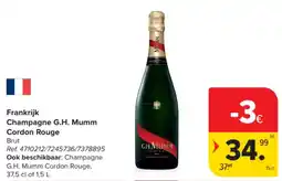 Carrefour Frankrijk Champagne G.H. Mumm Cordon Rouge Brut aanbieding