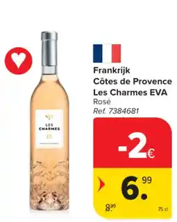 Carrefour Frankrijk Côtes de Provence Les Charmes EVA Rosé aanbieding