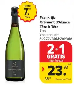 Carrefour Frankrijk Crémant d'Alsace Tête à Tête Brut aanbieding