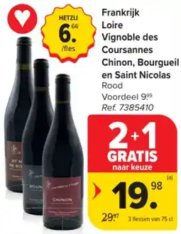 Carrefour Frankrijk Loire Vignoble des Coursannes Chinon, Bourgueil en Saint Nicolas Rood aanbieding