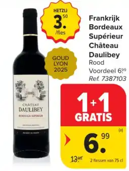 Carrefour Frankrijk Bordeaux Supérieur Château Daulibey Rood aanbieding