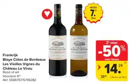 Carrefour Frankrijk Blaye Côtes de Bordeaux Les Vieilles Vignes du Château Le Virou aanbieding