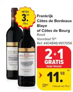 Carrefour Frankrijk Côtes de Bordeaux Blaye of Côtes de Bourg Rood aanbieding