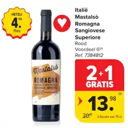 Carrefour Italië Mastalsò Romagna Sangiovese Superiore Rood aanbieding