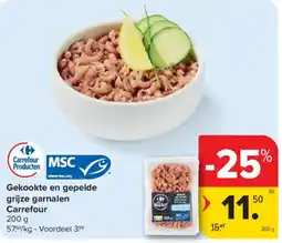 Carrefour Market Gekookte en gepelde grijze garnalen aanbieding