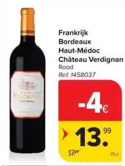 Carrefour Market Frankrijk Bordeaux Haut-Médoc Château Verdignan Rood aanbieding