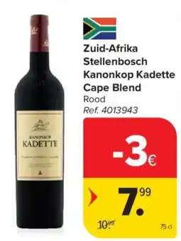 Carrefour Market Zuid-Afrika Stellenbosch Kanonkop Kadette Cape Blend Rood aanbieding