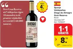Carrefour Market Spanje Valdepeñas Diego de Almagro Gran Reserva Rood aanbieding