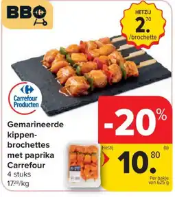 Carrefour Market Gemarineerde kippenbrochettes met paprika aanbieding