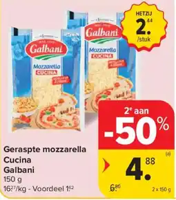 Carrefour Market Geraspte mozzarella Cucina Galbani aanbieding