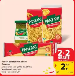 Carrefour Market Pasta, sauzen en pesto Panzani aanbieding