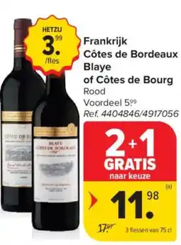 Carrefour Market Frankrijk Côtes de Bordeaux Blaye of Côtes de Bourg Rood aanbieding