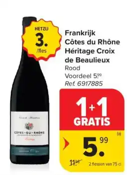 Carrefour Market Frankrijk Côtes du Rhône Héritage Croix de Beaulieux Rood aanbieding