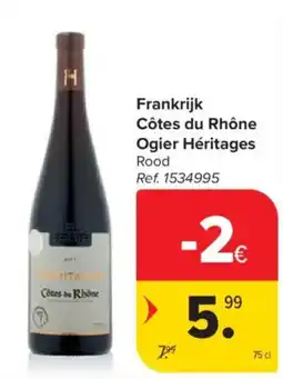 Carrefour Market Frankrijk Côtes du Rhône Ogier Héritages Rood aanbieding