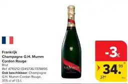 Carrefour Market Champagne G.H. Mumm Cordon Rouge aanbieding