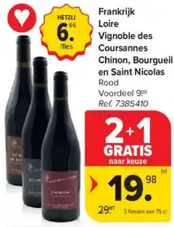 Carrefour Market Frankrijk Loire Vignoble des Coursannes Chinon, Bourgueil en Saint Nicolas Rood aanbieding