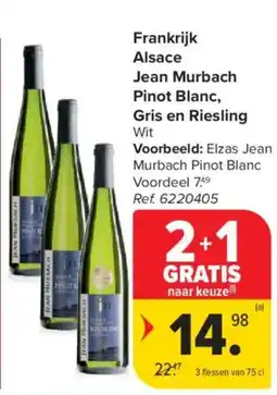 Carrefour Market Frankrijk Alsace Jean Murbach Pinot Blanc, Gris en Riesling Wit aanbieding