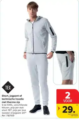Carrefour Short, jogpant of technische hoodie met thermo zip aanbieding