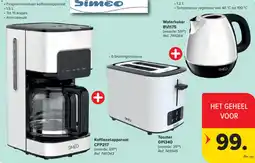 Carrefour Simeo Koffiezetapparaat CFP217 + Toaster GPI340 + Waterkoker BVI175 aanbieding