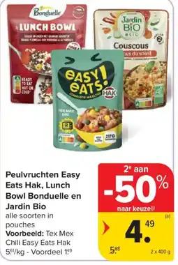 Carrefour Peulvruchten Easy Eats Hak, Lunch Bowl Bonduelle en Jardin Bio aanbieding