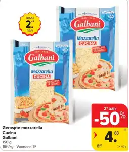 Carrefour Geraspte mozzarella Cucina Galbani aanbieding
