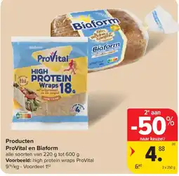 Carrefour ProVital en Biaform high protein wraps aanbieding