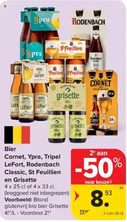 Carrefour Bier Cornet, Ypra, Tripel LeFort, Rodenbach Classic, St Feuillien en Grisette aanbieding