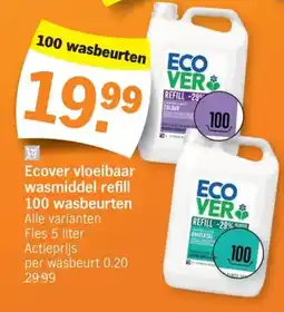 Albert Heijn Ecover vloeibaar wasmiddel refill aanbieding