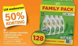 Albert Heijn Dreft vloeibaar wasmiddel original family-pack aanbieding