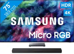Coolblue Samsung Micro RGB 75 R95H (2026) + Samsung HW-QS90H (2026) aanbieding