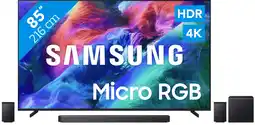 Coolblue Samsung Micro RGB 85 R85H (2026) + Samsung HW-Q930H (2026) aanbieding