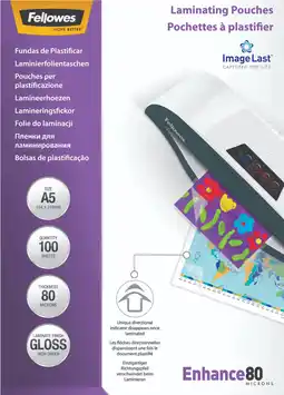 Coolblue Fellowes Lamineerhoezen ImageLast 80 mic A5 (100 Stuks) aanbieding