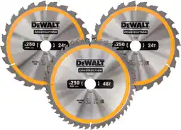 Coolblue DeWalt Cirkelzaagbladenset 250mm 3-delig 24T (2x), 48T aanbieding