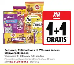 Jumbo Pedigree, Catisfactions of Whiskas snacks kleinverpakkingen aanbieding