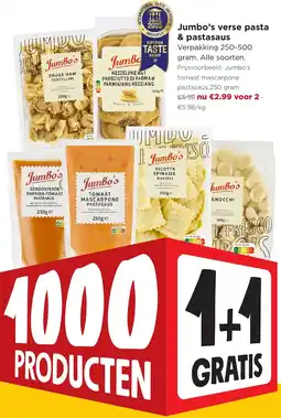 Jumbo Jumbo's verse pasta & pastasaus aanbieding