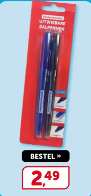 Uitwisbare balpennen