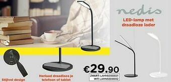 CompuDeals Nedis led-lamp met draadloze lader zwart aanbieding