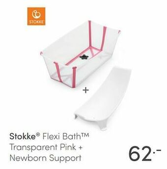 Baby & Tiener Stokke flexi bath transparent pink + newborn support aanbieding