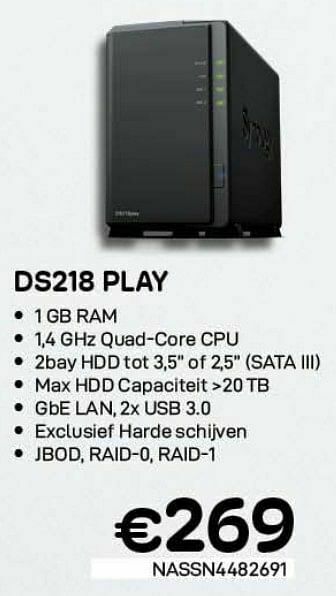 CompuDeals Syno logy ds218 play aanbieding