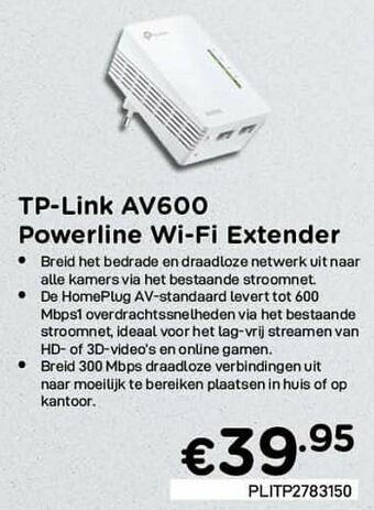 CompuDeals Tp-link av600 powerline wi-fi extender aanbieding