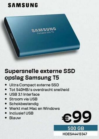 CompuDeals Supersnelle externe ssd opslag samsung t5 aanbieding
