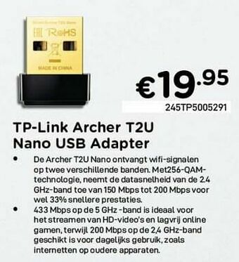 CompuDeals Tp-link archer t2u nano usb adapter aanbieding