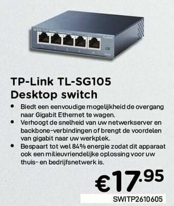 CompuDeals Tp-link tl-sg105 desktop switch aanbieding