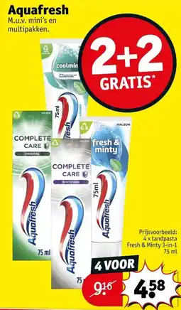 Kruidvat Aquafresh tandpasta aanbieding
